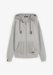 Sweat zippé à capuche et poches en maille, bonprix