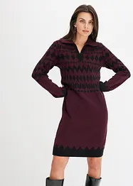 Robe en maille jacquard à grand col polo, bonprix