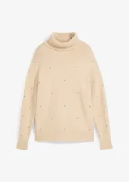 Pull col roulé avec strass, bonprix