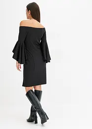 Robe à encolure Bardot et manches volantées, bonprix