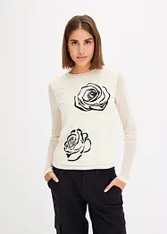 T-shirt en mesh à imprimé floqué, bonprix