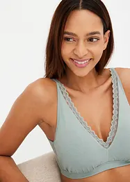 Brassière en coton côtelé orné de dentelle, bonprix