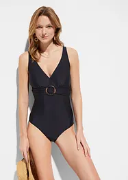 Maillot 1 pièce sculptant, maintien léger, col V, bonprix