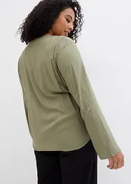 Blouse fluide à col en V et manches longues, bonprix