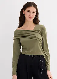 T-shirt manches longues à fronces, bonprix