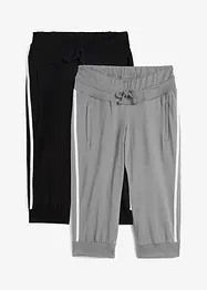 Lot de 2 pantalons de jogging en coton, coupe corsaire, bonprix