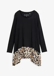 Blouse en jersey viscose avec empiècement en mousseline, bonprix