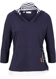 T-shirt à capuche, manches 3/4, 100% coton, bonprix