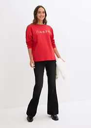 T-shirt manches longues oversize à motifs de Noël brodés, bonprix