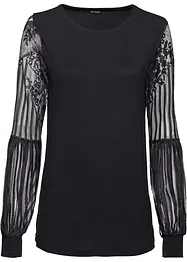 T-shirt manches longues viscose et dentelle, bonprix