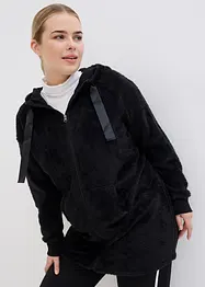 Veste longue en polaire moelleuse à capuche, bonprix