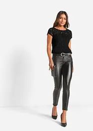 Blouse manches courtes en dentelle cordée, bonprix
