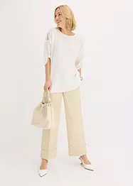 Blouse texturée avec bande de dentelle, bonprix