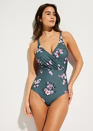 Maillot 1 pièce sculptant effet croisé, maintien léger, bonprix