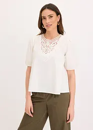 Blouse manches courtes à dentelle, bonprix