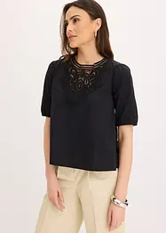 Blouse manches courtes à dentelle, bonprix