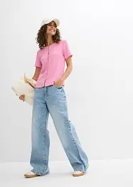 T-shirt texturé et boutonné, bonprix