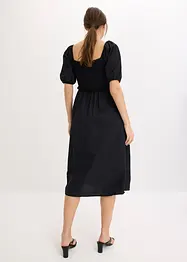 Robe midi à manches bouffantes et haut smocké, bonprix