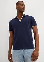 Polo col V en maille piquée, bonprix