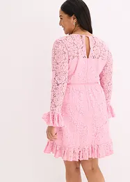 Robe en dentelle avec ruban de satin et volants, bonprix