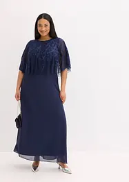 Robe longue en crêpe avec broderies florales, bonprix