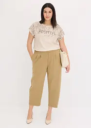 T-shirt à empiècement tissé et strass, bonprix