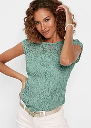 Blouse manches courtes en dentelle cordée, bonprix