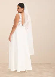 Robe de mariée en satin brillant avec application de fleurs, bonprix