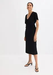 Robe en jersey côtelé, froncée sur le côté, bonprix