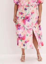 Jupe longue en satin à boutons décoratifs, bonprix