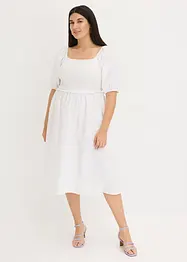 Robe midi à manches bouffantes et haut smocké, bonprix