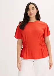 T-shirt en jersey crêpe avec smocks, bonprix
