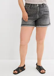 Short en jean taille haute, peu extensible, bonprix
