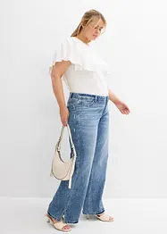 Jean droit et ample, taille mi-haute, peu extensible, bonprix