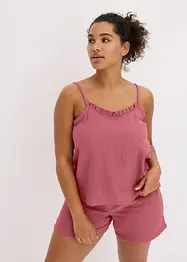 Pyjashort en gaze de coton douce avec top à fines bretelles, bonprix