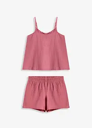 Pyjashort en gaze de coton douce avec top à fines bretelles, bonprix