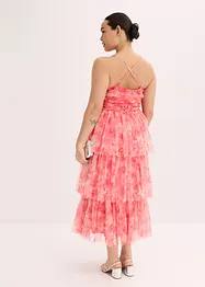 Robe midi en tulle fin à volants, bonprix