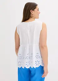 Blouse sans manches avec broderies anglaises, fendue sur les côtés, bonprix