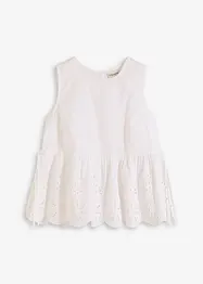 Blouse sans manches avec broderies anglaises, fendue sur les côtés, bonprix