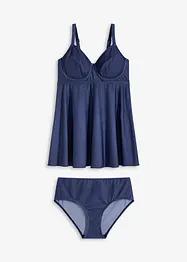 Tankini long (ens. 2 pces) aspect jean, bonprix