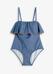 Maillot 1 pièce bandeau, aspect jean, bonprix