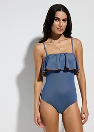 Maillot 1 pièce bandeau, aspect jean, bonprix