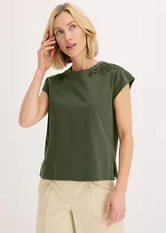 T-shirt avec détails au crochet, bonprix