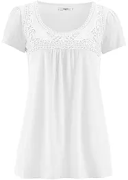 T-shirt coton et dentelle, manches courtes, bonprix