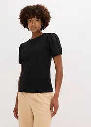 T-shirt en jersey avec manches bouffantes en popeline de coton, bonprix