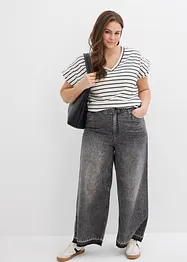 T-shirt rayé à manches volantées, bonprix