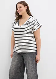 T-shirt rayé à manches volantées, bonprix