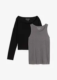 Top et T-shirt manches longues en jersey (ens. 2 pces), bonprix