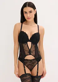 Guêpière à armatures et string avec broderies (ens. 2 pces), bonprix