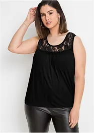 Top en viscose extensible avec dentelle, bonprix